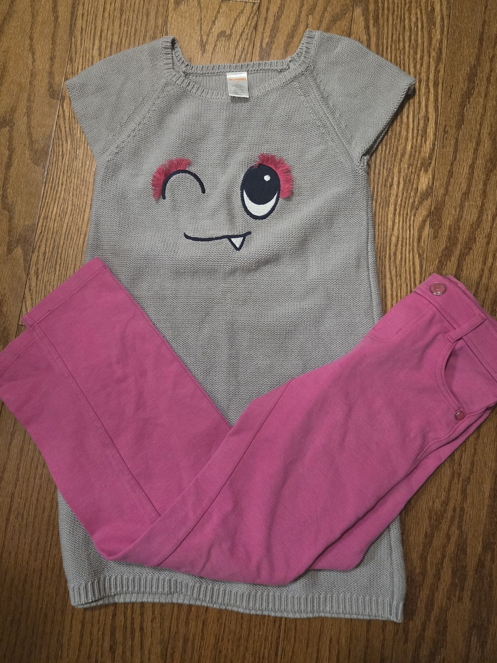 Gymboree Gray Sweater Dress with Pink Leggings Kids Matching Set 7/8